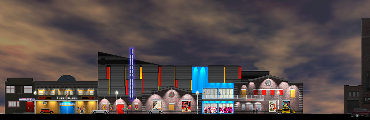 Conceptual Rendering of the Facade on Lansdowne Street (Night).